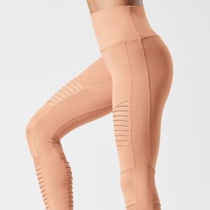 ALOYOGA HIGH WAIST MOTO LEGGING- HENNA